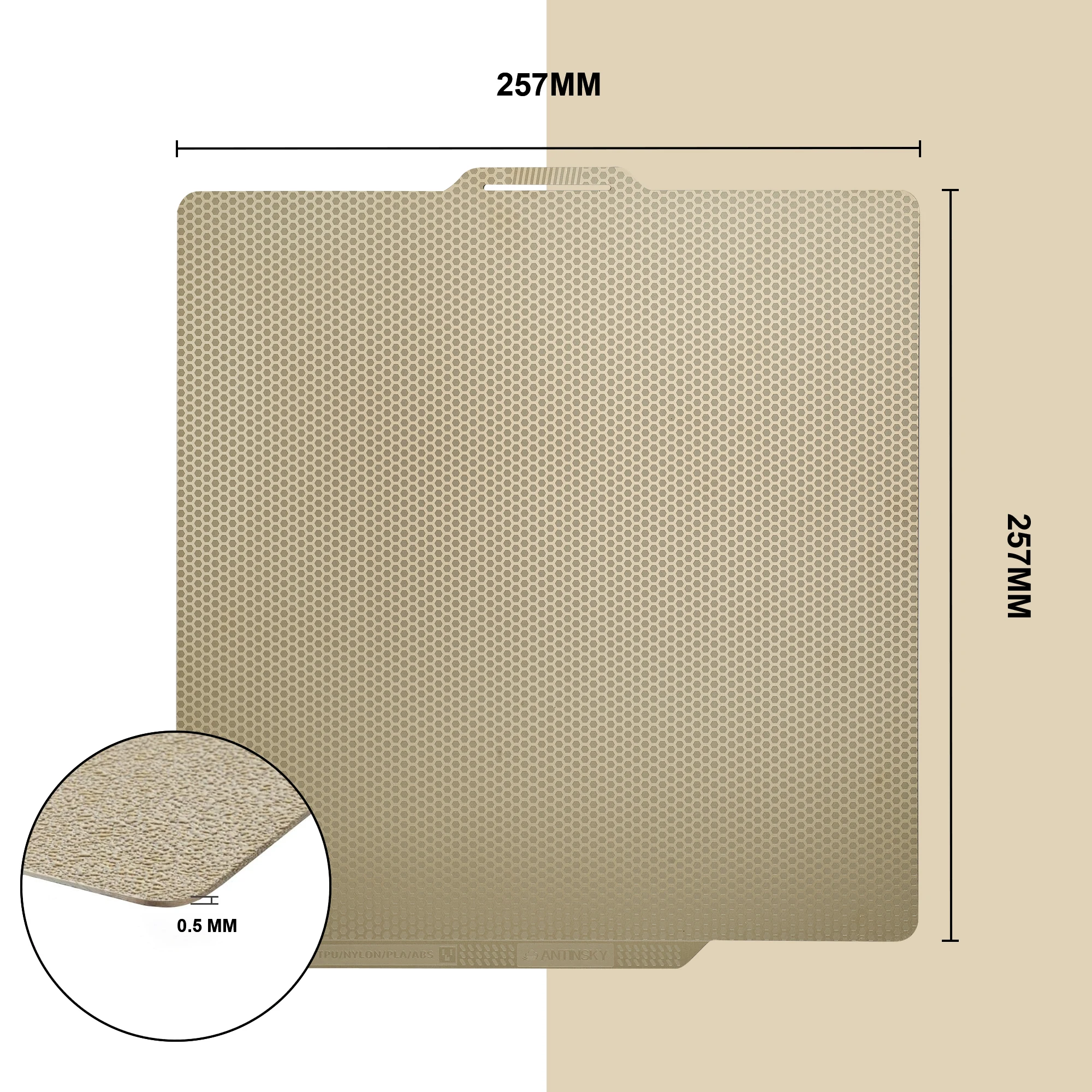 Antinsky For BambulabX1/X1C/P1P/A1Build Plate PEI 257*257mm/184*184mmBed Texture Double Sided Spring Steel For Lab P1 3D Printer