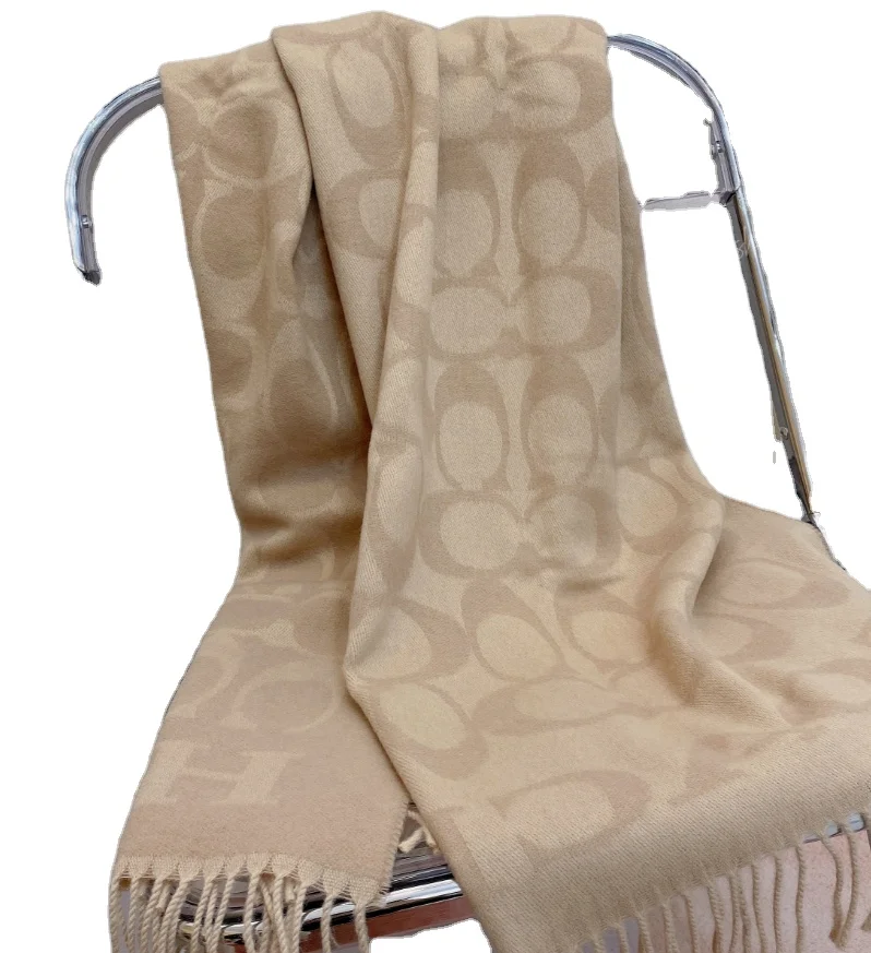 2023 Wholesale Custom Logo New Fashion Cotton Jacquard Knitted Long Scarf for Women