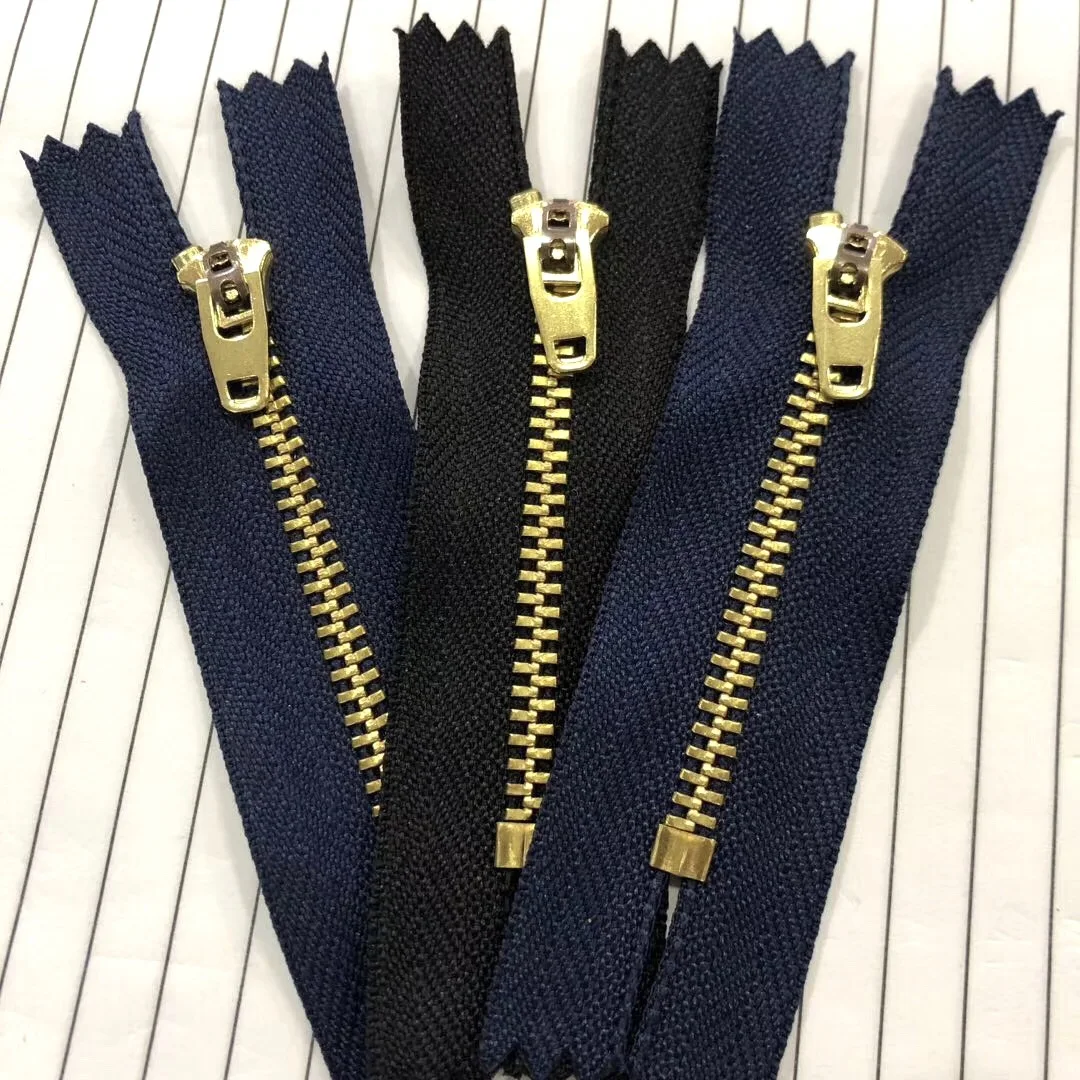 Custom metal zipper off white deep royal blue black tan light gold open end zipper