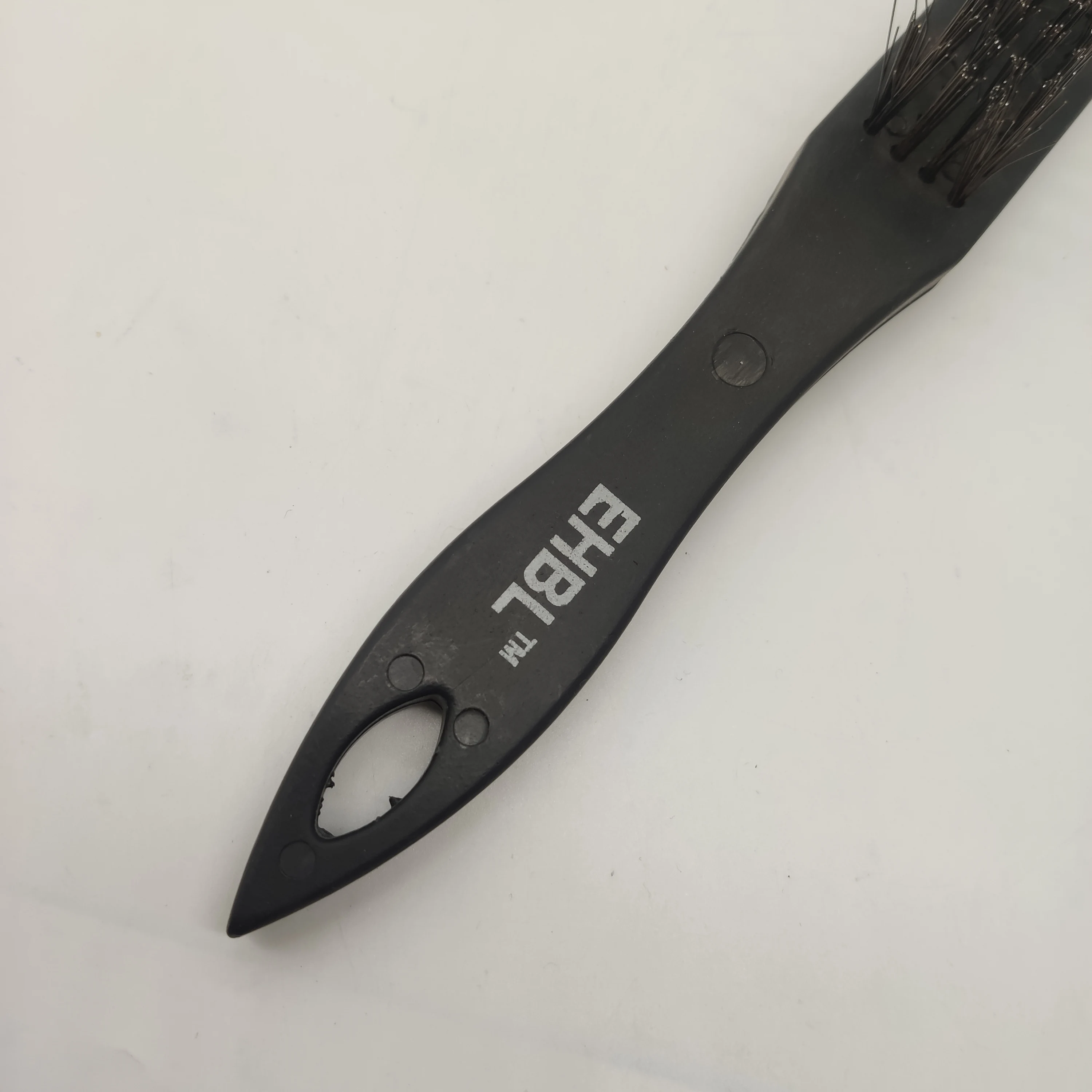 Carbon steel wire brush with black plastic handle for cleaning