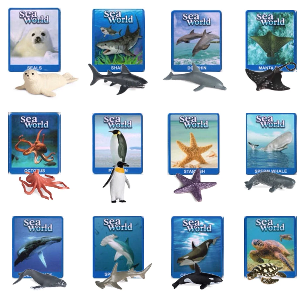 With family name card solid simulation PVC model learning gift early education sea animals toys