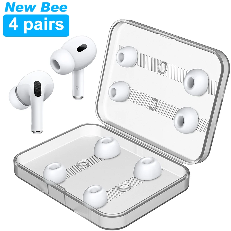 Новинка сменные силиконовые насадки Bee 4 пары для наушников Airpods Pro и 2-го поколения с отверстием