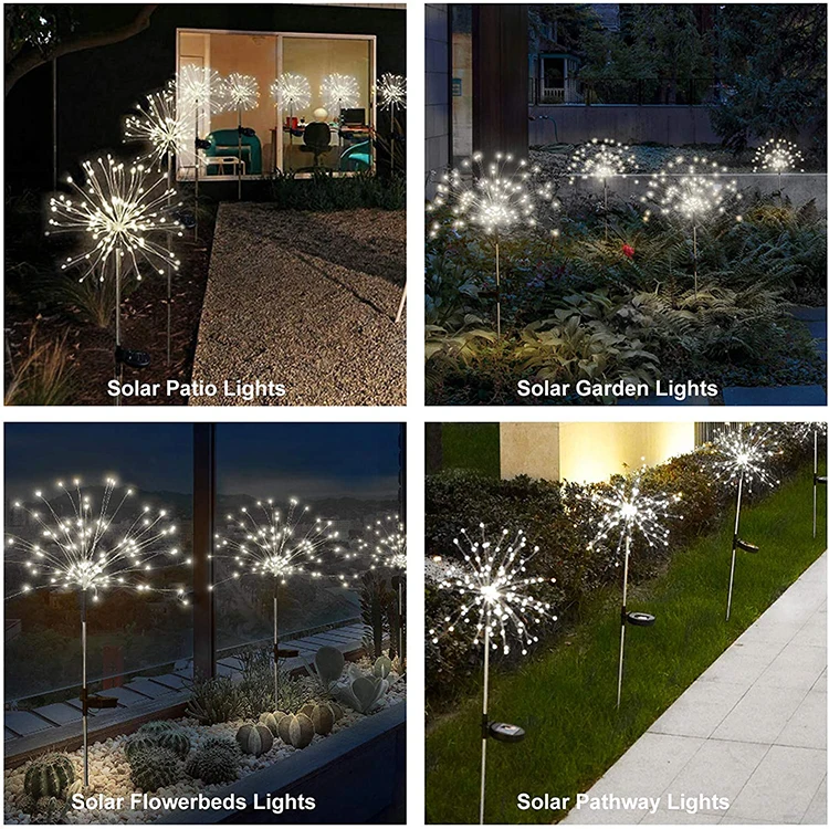  105 LED Outdoor Solar Garden Lights Firework Stake Starburst Fairy Christmas