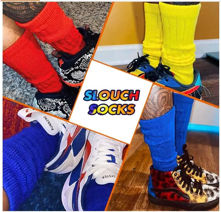 High Quality Extra Long High Quality Women Knee High Sleep Ruffle Scrunch Boot Cotton Loose Custom Slouch Socks At Any Length