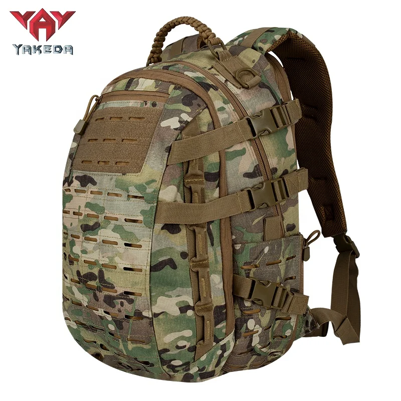 YAKEDA Molle Waterproof Tactical Backpack CP Mochila Tactico Laser Cutting Hiking Rucksack Softback Back Pack