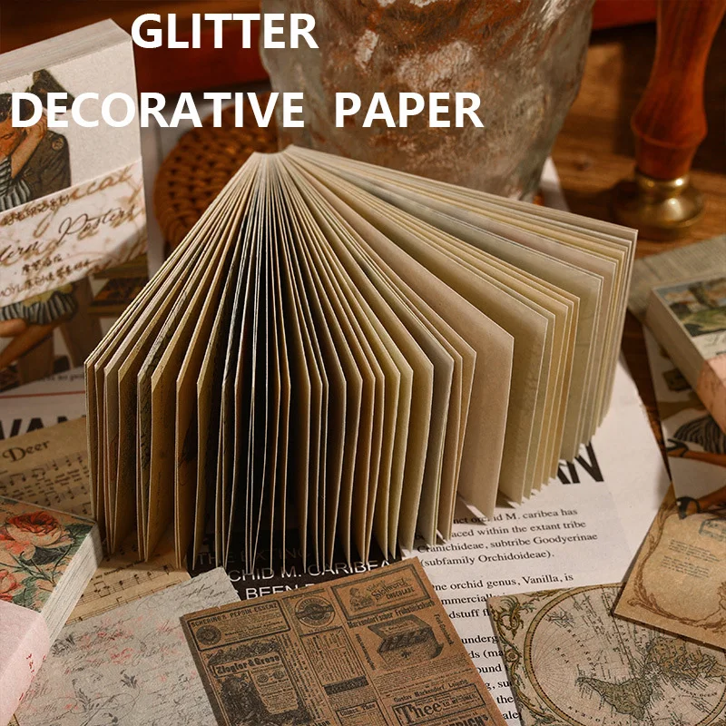 60pcs Vintage Scrapbooking Paper Retro art Handbook Decoration Backing Material Paper  Decorative Craft Paper Collage