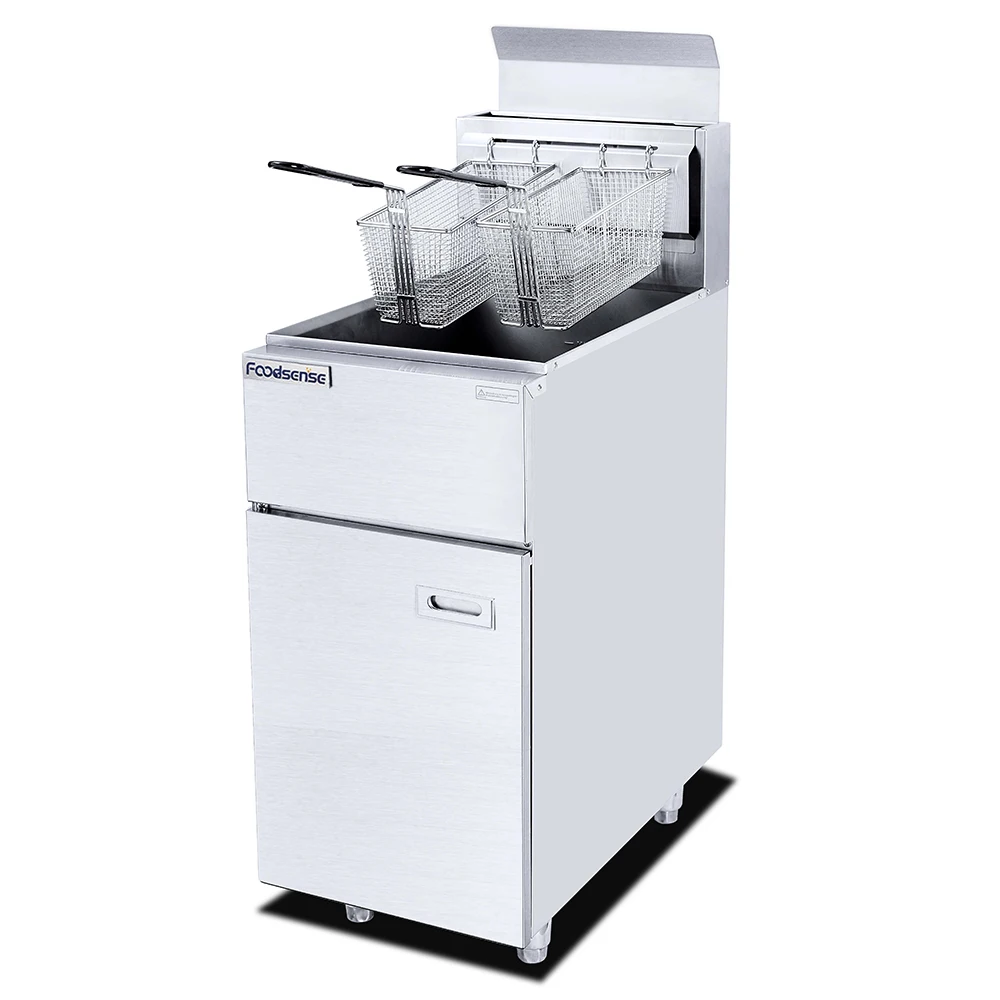 2022 Factory 1-Tank 2-basket Commercial Gas Deep Fryer Machine Customized Potato Chips Chicken Fryer Machine