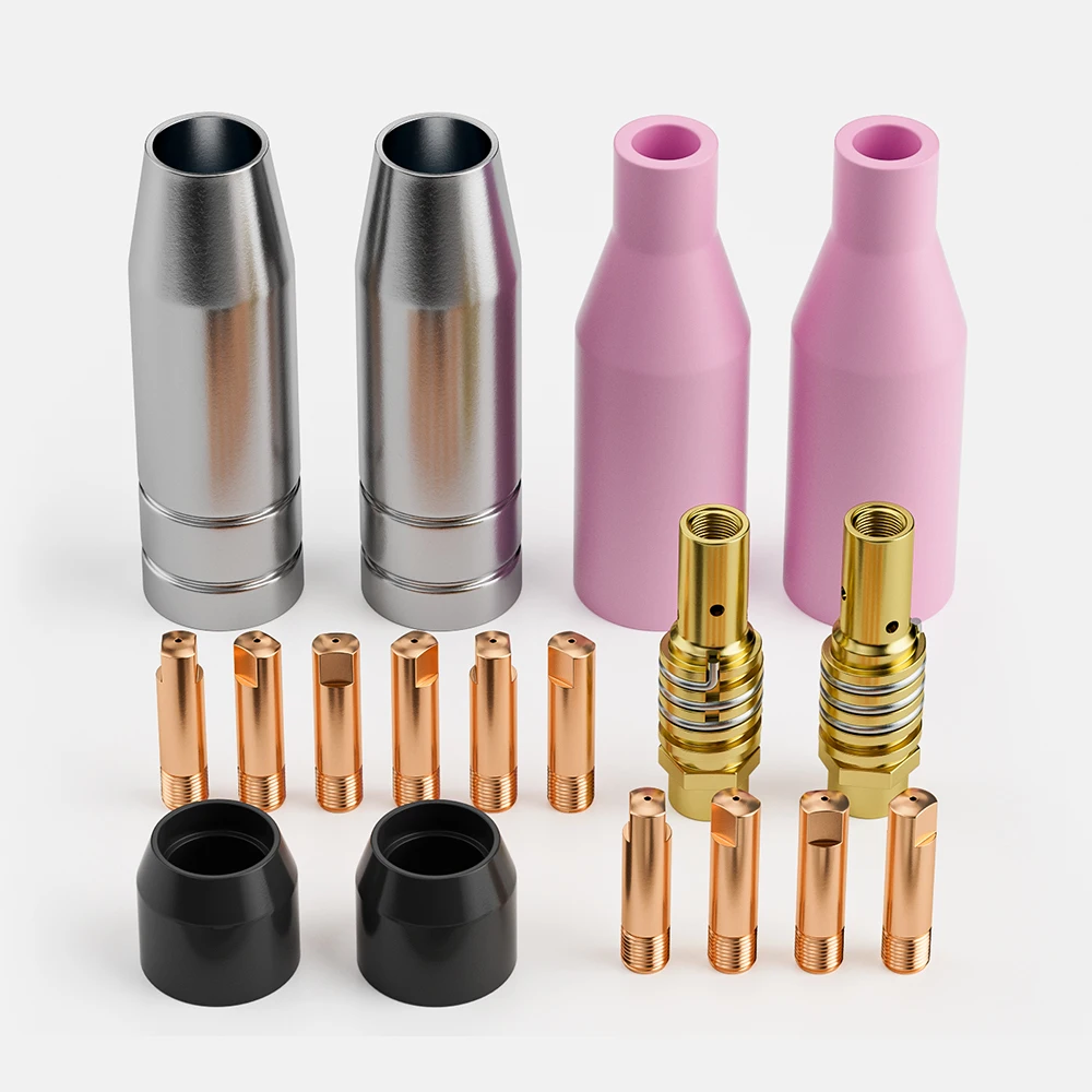18PCS MB-15AK Welding Torch Consumables 0.8mm/1.0mm/1.2mm Contact Tips Gas Ceramic Nozzle for 15AK MIG MAG Welding Torch