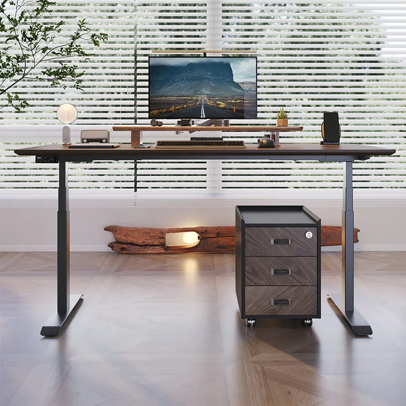 Modern Office furniture workstations Adjustable height sit Stand Desk electrical computer lift wooden tabletop tables frame