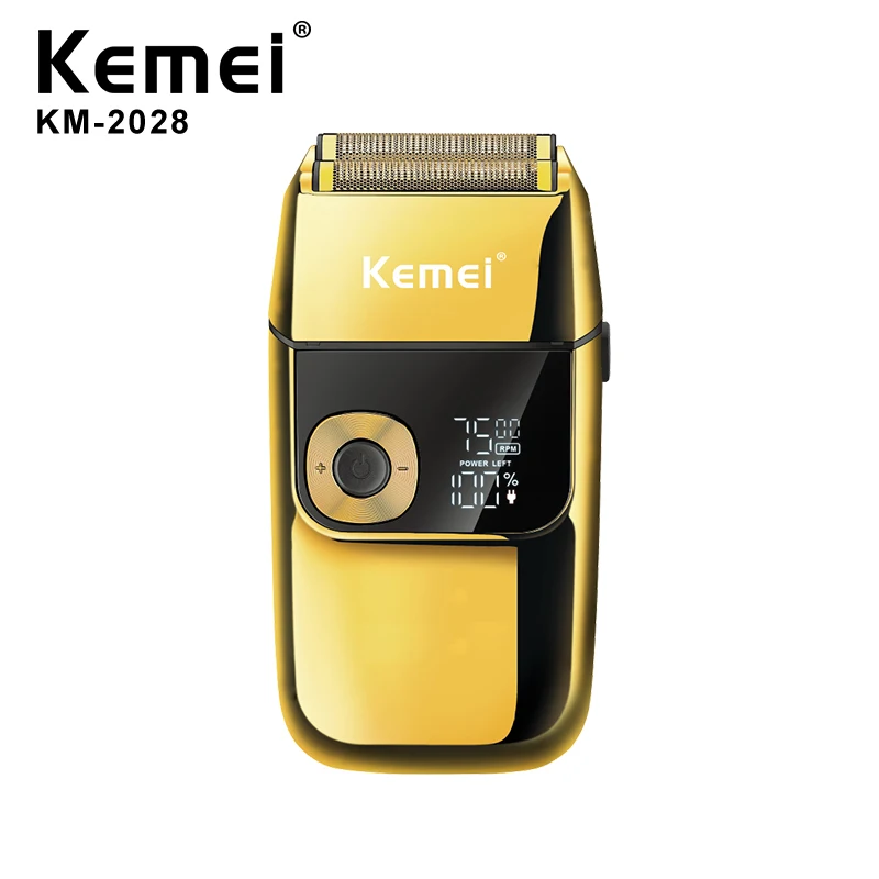  KEMEI KM-2028 Мужская электрическая металлическая бритва светодиодный дисплей регулируемая скорость USB триммер для волос бритья и