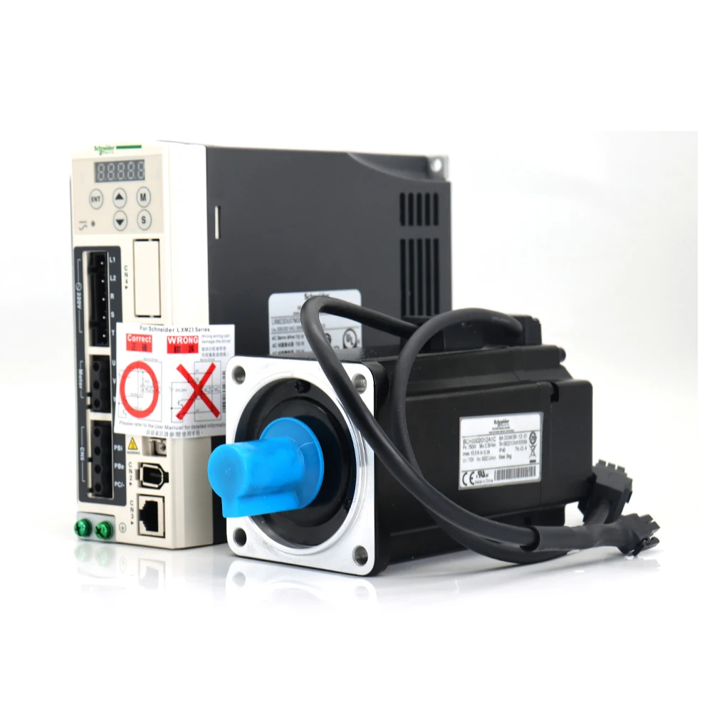 Servo Motor BCH0802O12A1C 750W 5.1A 5000rpm and Servo Driver LXM23DU07M3X with 3M cable