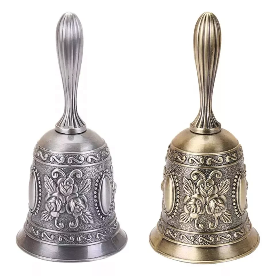 brass school bell wedding bells Silver Golden color Hand Metal Bronze Call Bell for Tea Dinner Game Christmas gift