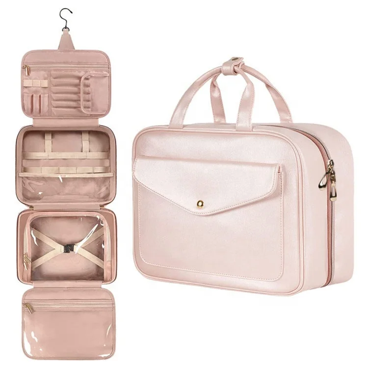 Yuhong Beauty Toiletry Pouch Travel Makeup Cosmetic Bag Toiletries Storage Bag Pink Cosmetic Bag