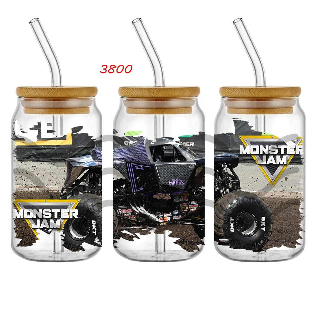 Monster Jam  UV DTF Cup Wrap Transfers Ready To Transfer UV DTF Cup Wraps For 16oz 20oz Libbey Glass Cups Tumblers