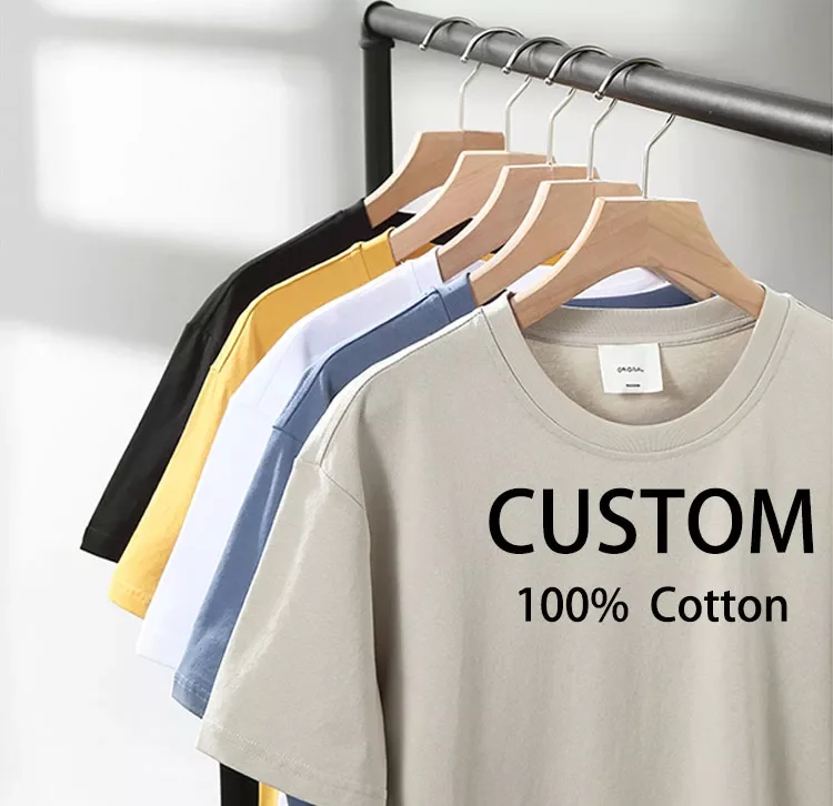 OEM T-shirt wholesale custom graphic printing Tee shirts solid color heavyweight 100% cotton unisex T Shirts
