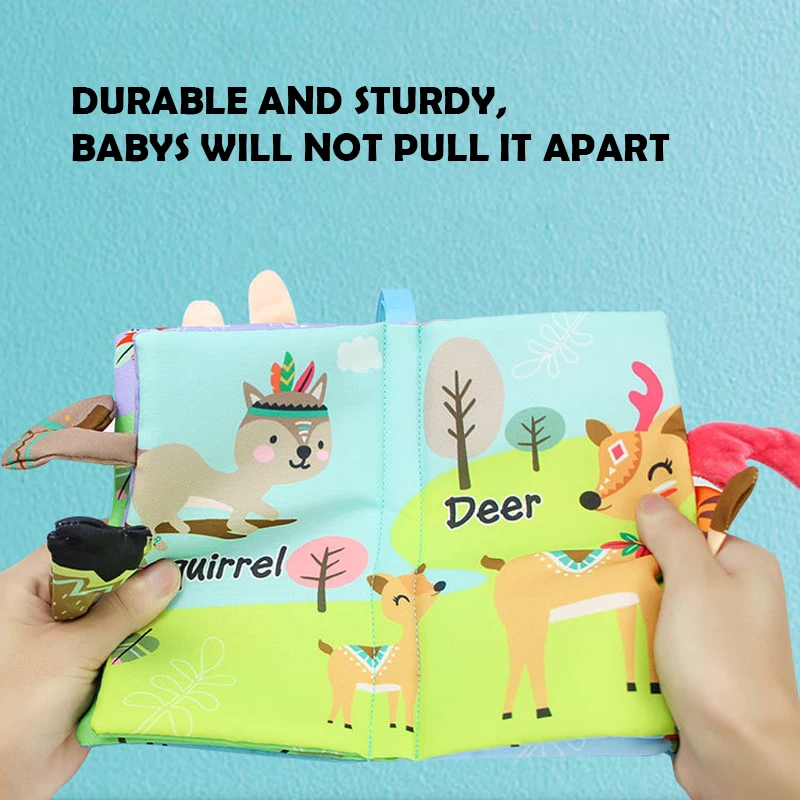 SeaMind On sale cute jungly animal design sensory bright colorful tail cloth fabric book for infants and toddlers perfect gifts