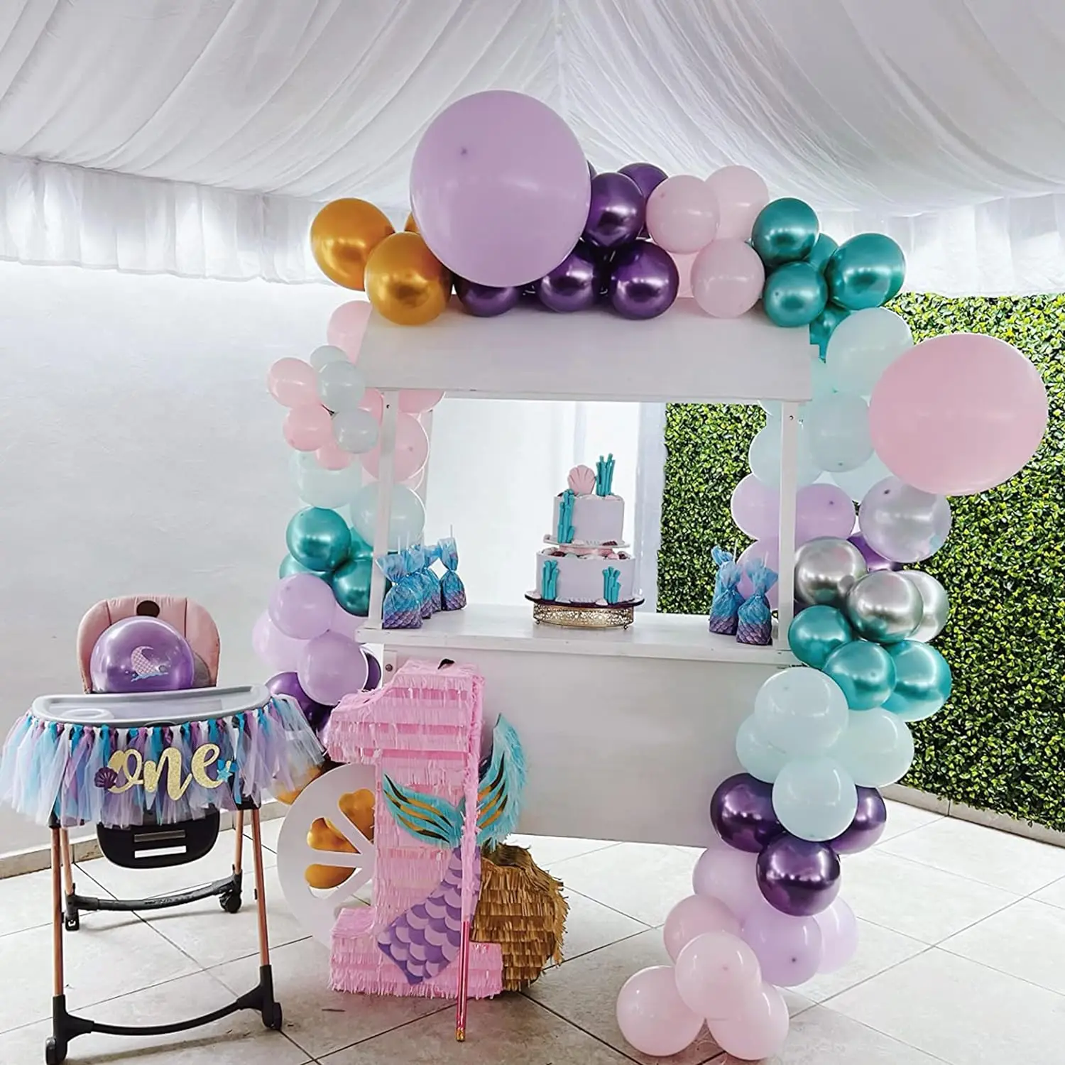 60 pcs30.48cm metal purple pink green blue latex balloon Girl Mermaid birthday party decoration, baby shower, birthday