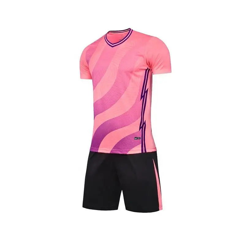 2024 дышащая футбольная майка с полным индивидуальным логотипом полиэфирная ткань розовая