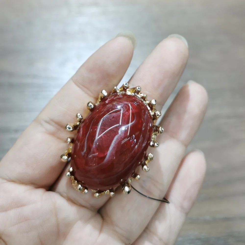 Turkish Jewelry Gold Ring Women Light-weight Natural Stone Vintage Cool Fashion