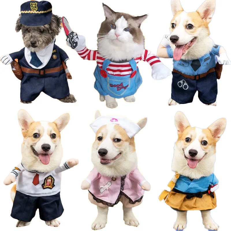 Funny Halloween pet suit doctor pirate dogs and cats upright pet costume