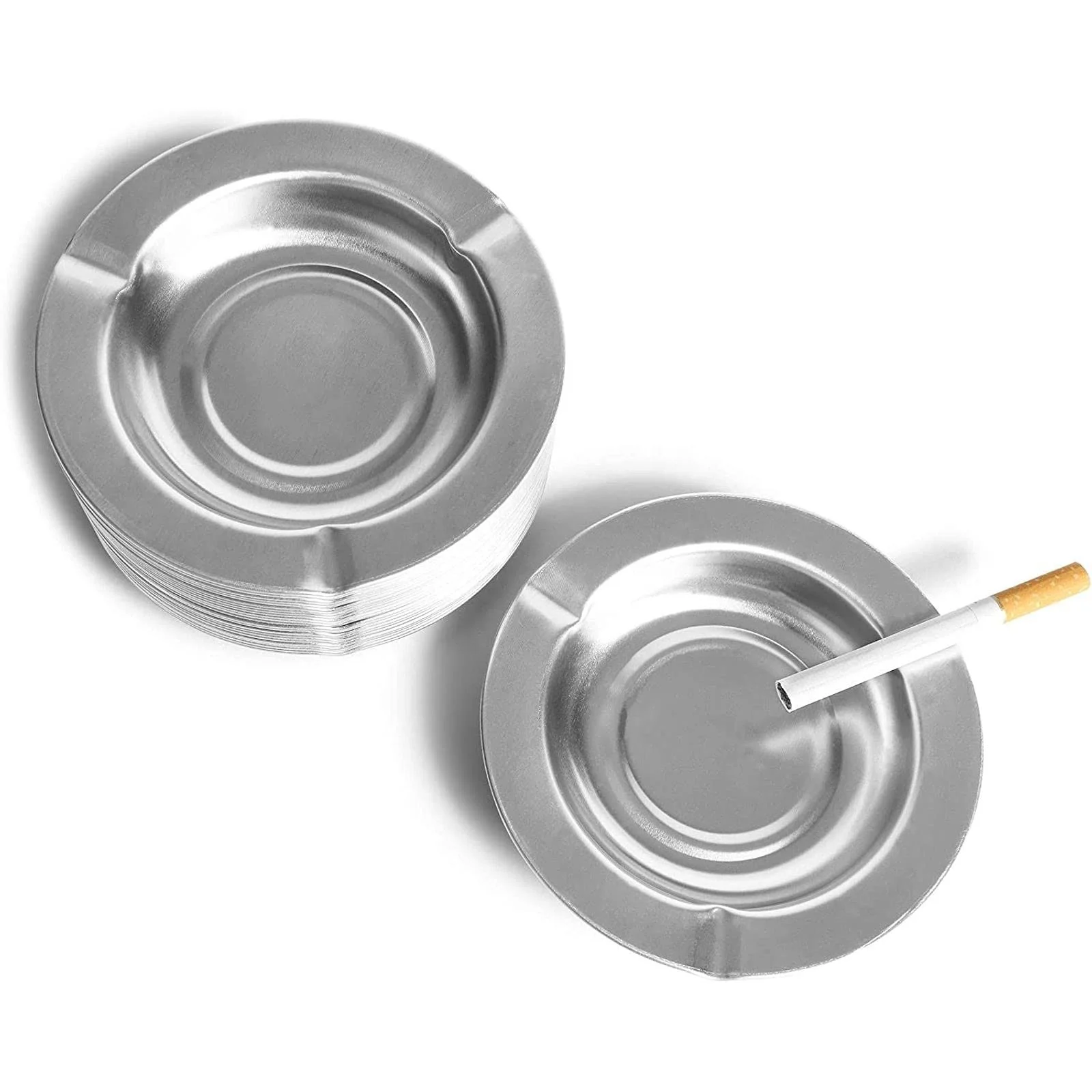 Blank Ashtray with Custom Logo Round Stainless Steel Cigarette Ashtrays Metal Tray for Ash With Your Design