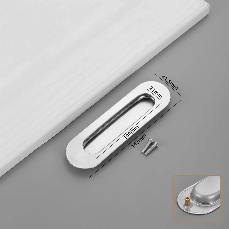 Oblong Sliding wheel door built in hidden pull round square stainless steel slide door oval handle