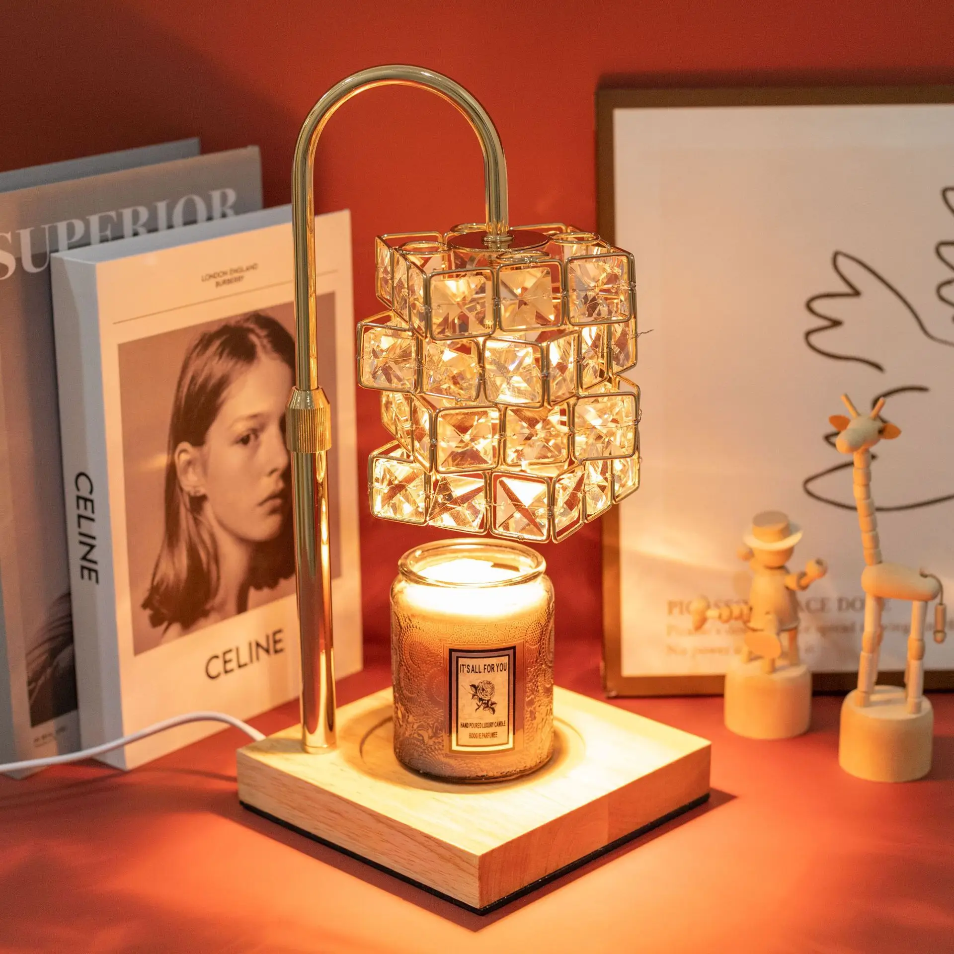 Wood Base Candle Warmer Wholesale Lamp Aromatherapy Wax Oil Melting Table Candle Burning Lamp Home Decor