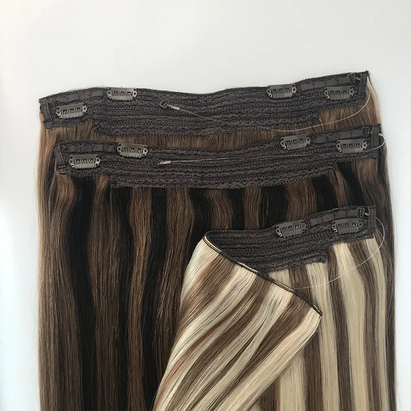 Готовый запас шелковистых прямых волос Findvirginhair на заколке цельная проволока невидимая повязка голову 100% Remi наращивание человеческих