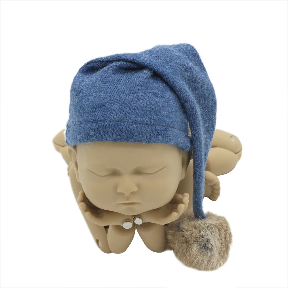 Вязаная зимняя детская шапка с длинным хвостом и помпоном для новорожденных 2022