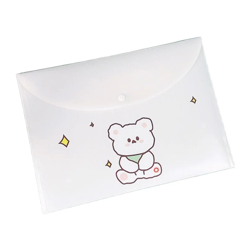 A4 Size Transparent Folder with Snaps Buttons Document Organizer Custom PVC Zipper Plastic File Bags