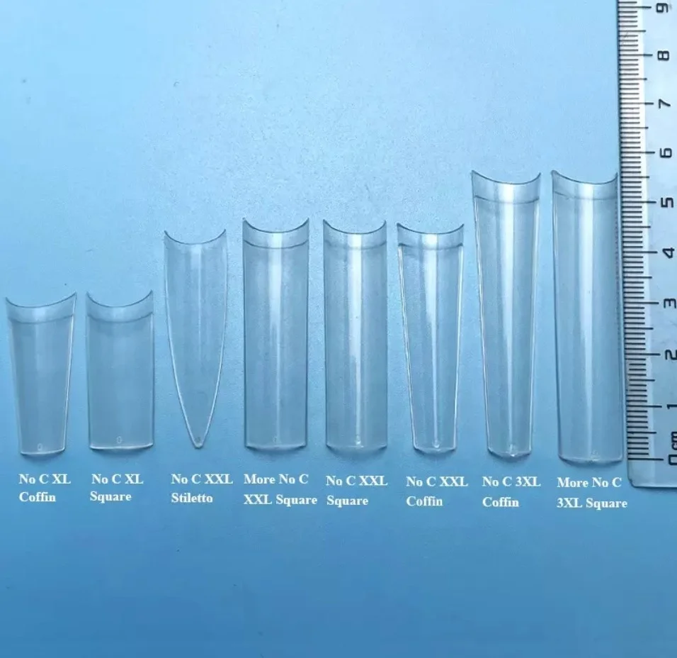 Private Label 495/ 550Pcs XXL Straight Pipe Curved Nail Tips Coffin Nail Tips French Square XXL Long Nails