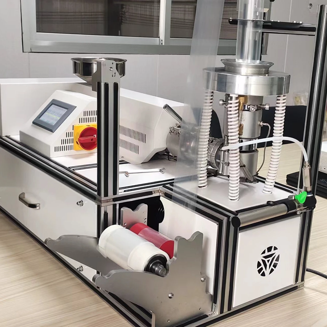 HDPE LDPE PP PE PLA Plastic Polymer Nylon Fully Automatic Single Layer Laboratory Small Film Blowing Machine