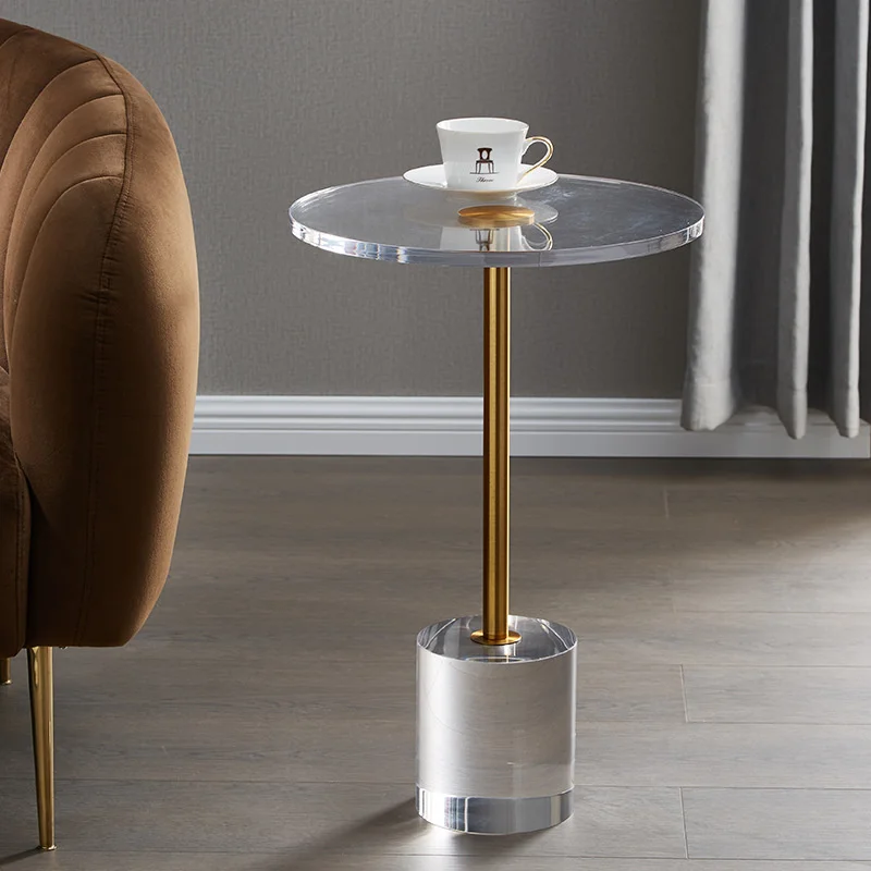 Acrylic Edge Table, Circular Coffee Table, Easy To Disassemble, Transparent Edge Table, Small Table
