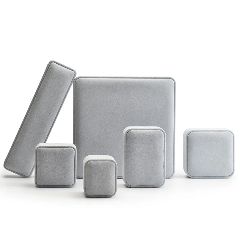 FANXI wholesale price fashion ring/ bangle/ bracelet box personalise jewelry box packaging grey velvet pendant boxes