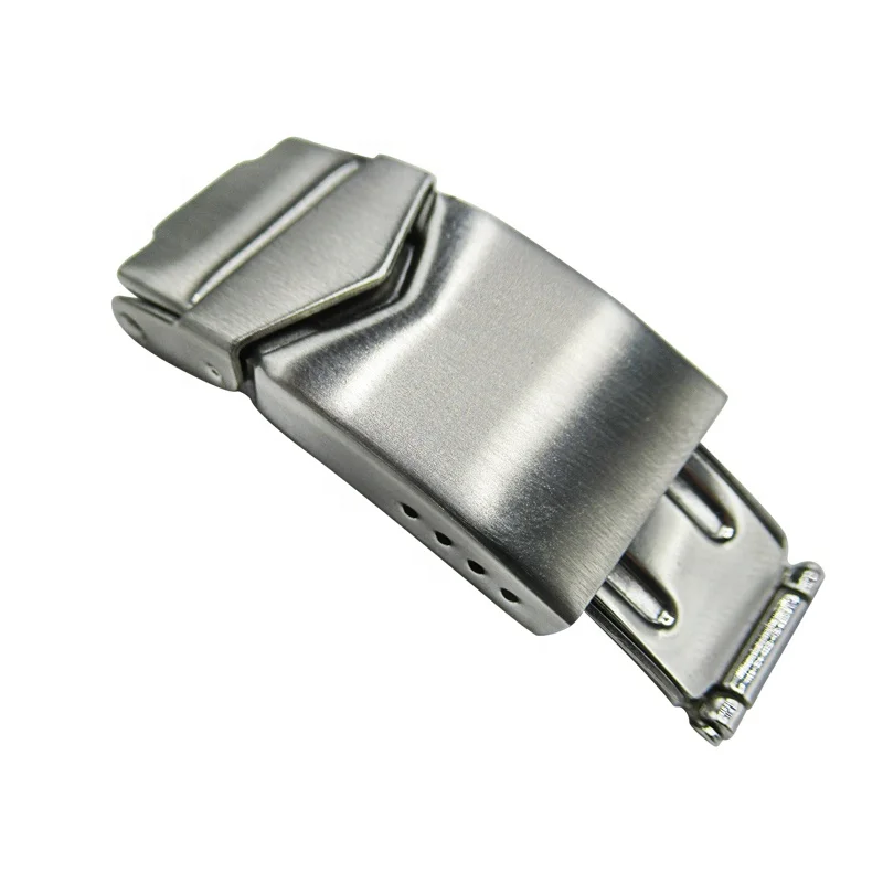 brushed silver stainless steel watch band clasp 16mm