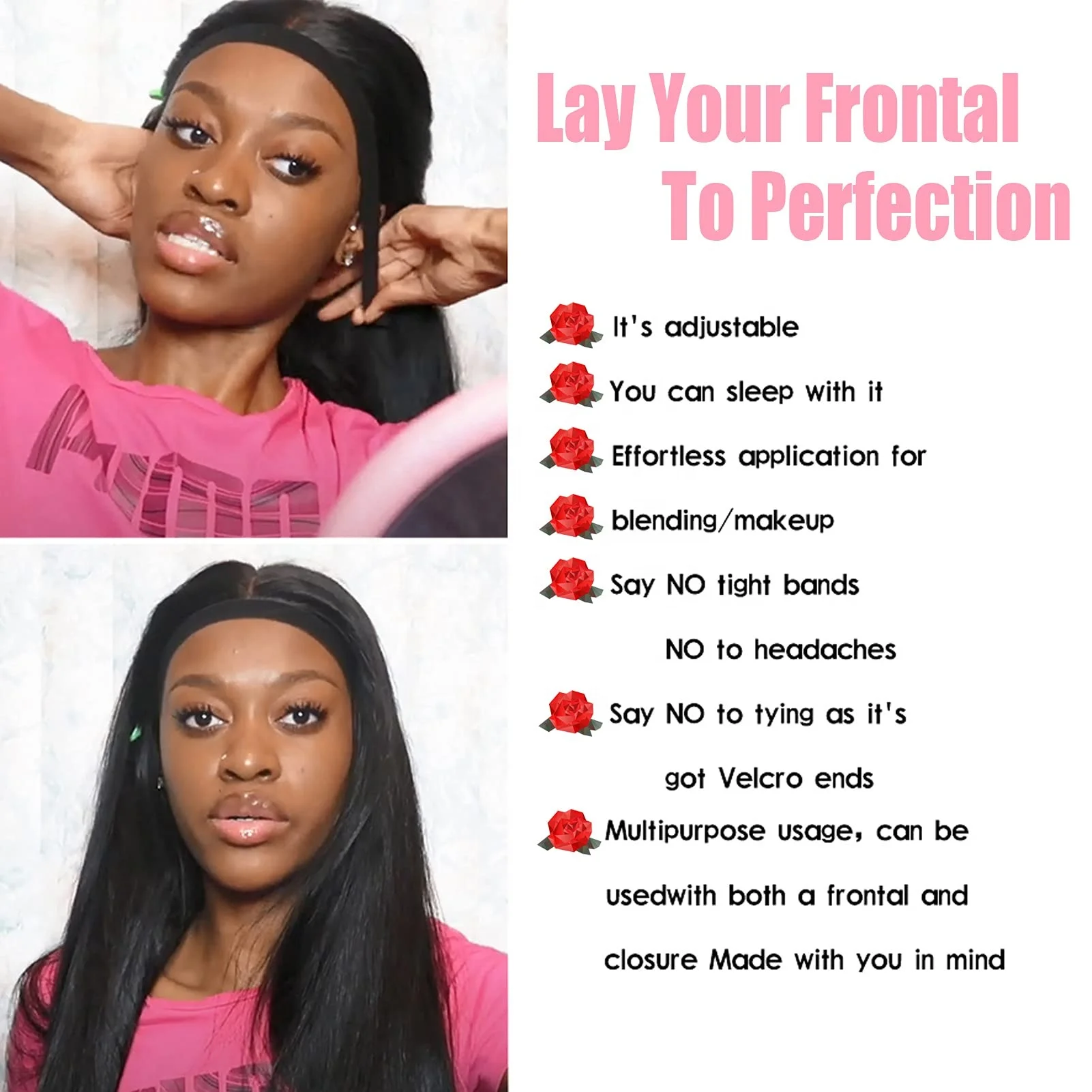 customized elastic band melt band for wigs closure frontal lace melting band to lay edges