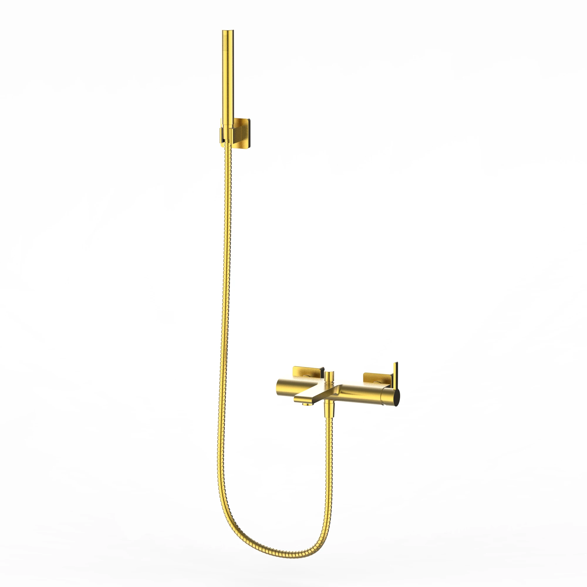 Brushed Gold Wall mounted brass hot and cold valve shower and bath 2 function shower diverter set