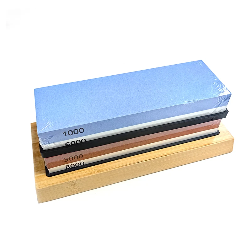 High Quality 4 Stage Whetstone Knife Sharpener Stone Kit 2 Side Grit 400/1000 3000/8000- Sharpening Stone Set