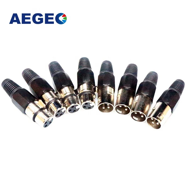 Pack of 4 Sets 3-Pin XLR Male Female Cannon Head For DMX Signal Wire Wired Microphone Cable Connection