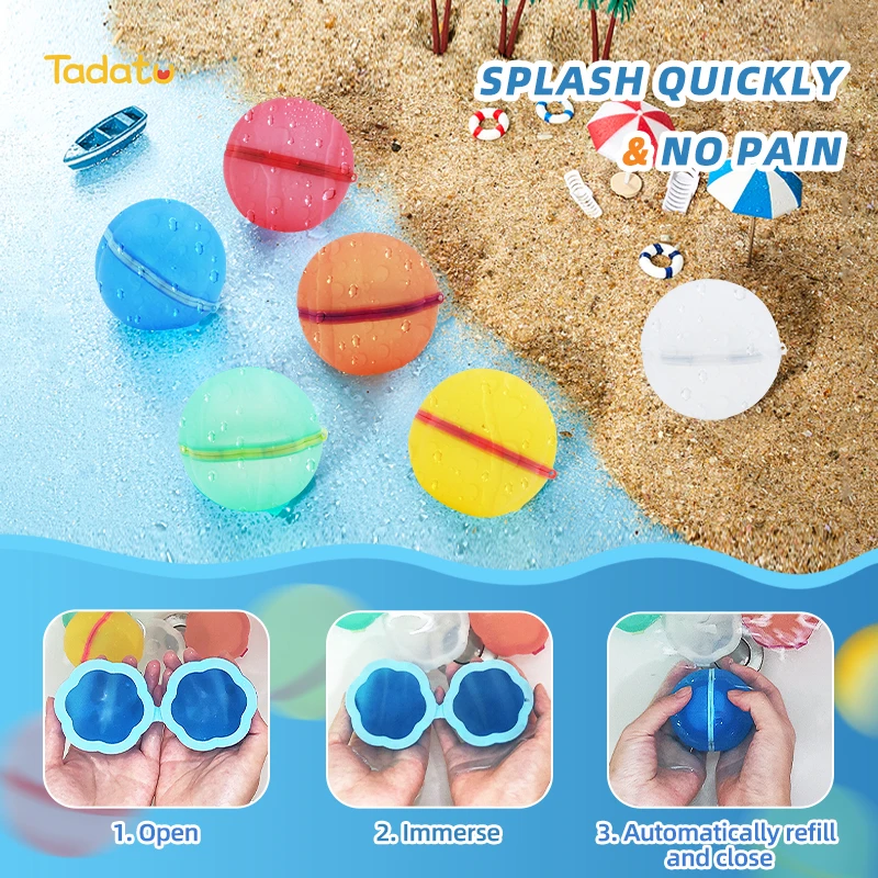 Reusable Water Balloon Refillable Magnetic Water Ball Quick Fill Self Sealing Water Bombs for Kids Outdoor Backyard Summer Games