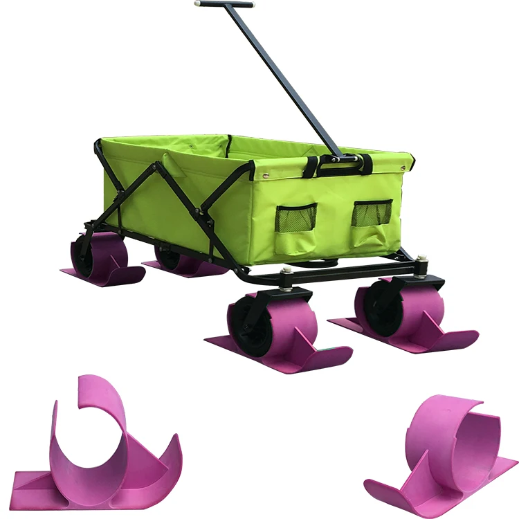 Popular pattern beach collapsible folding utility wagon push pull plastic speed sled