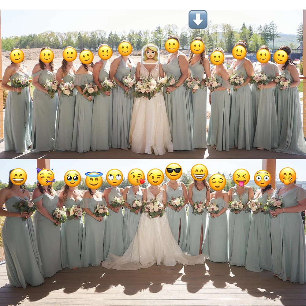 TEENYEE Plus Size Long slit Floor-Length pink Detachable Evening Dress dinner Dress chiffon Bridesmaid Dresses