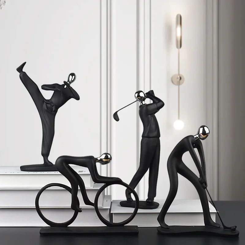 Modern creative minimalist biker, musician, guitar, saxophone, polyresin living room decoration