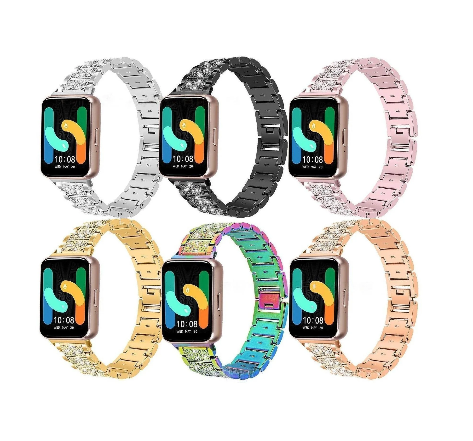 Fashionable Three Bead Diamond Wristband Suitable For Samsung Galaxy Fit3/Sm-R390 Suitable For Galaxy Fit3 Metal Watch Band