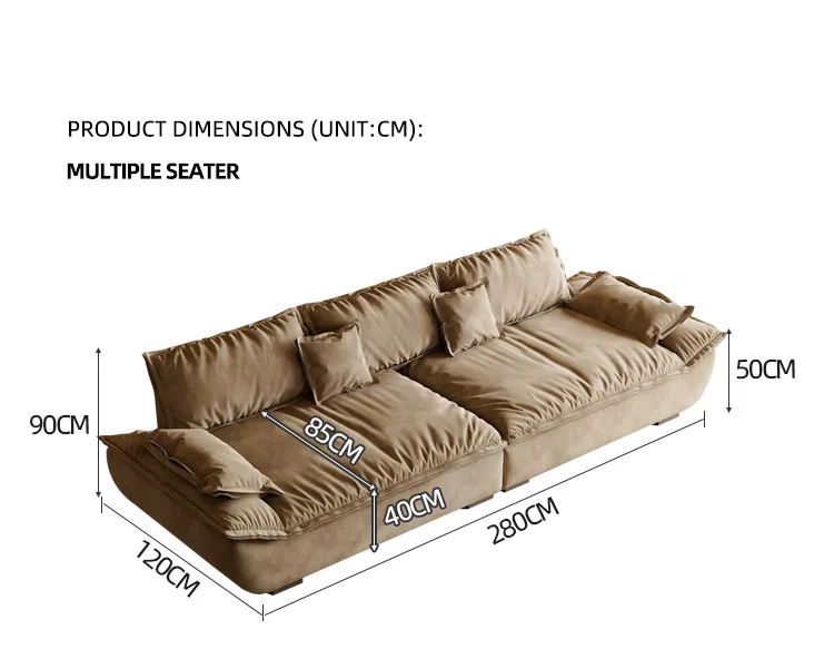 Italian sailboat Caeser Velvet Fabric sofa ultra seating depth designer sofa for living room light luxury modern lounge sofa