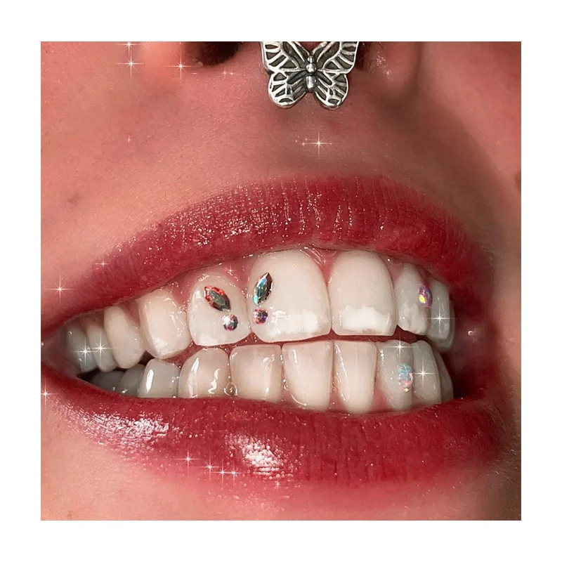 Bulk round glass crystal tooth gems with foil flat back 100pcs