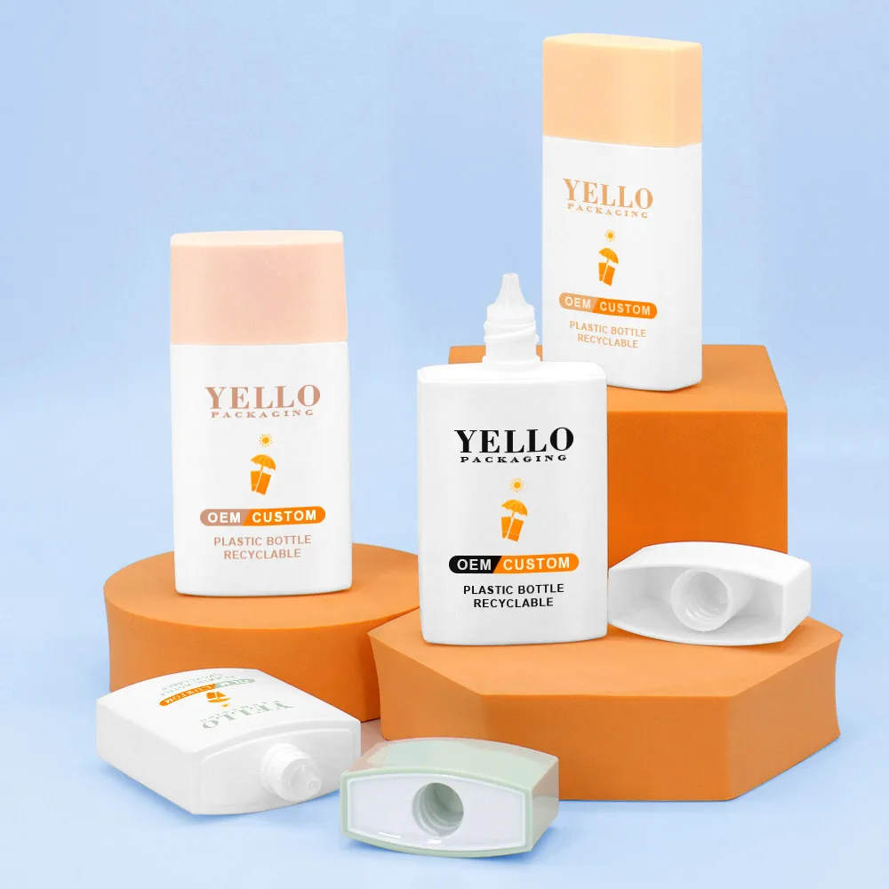 Customized Wholesale Cosmetic Sunscreen Spf Lotion Face Cream Squeeze Packaging Bottles 30 Ml 50 Ml Sunblock Bottle With Logo