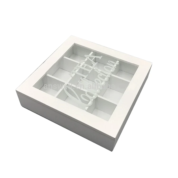 Wooden Nine-Pack Tea Packaging Box With Transparent Lid