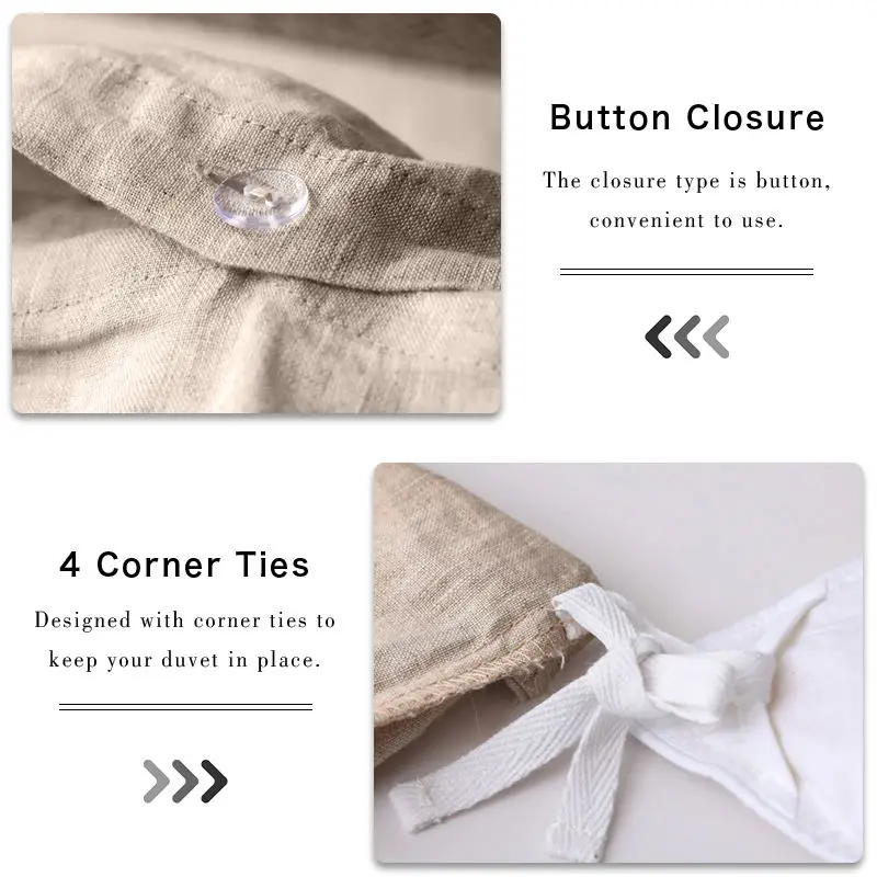 Drap De Lit Juego De Cama 100% Natural Pure Flax Linen Hemp 170 Gsm Linen Duvet Cover Bedding Set