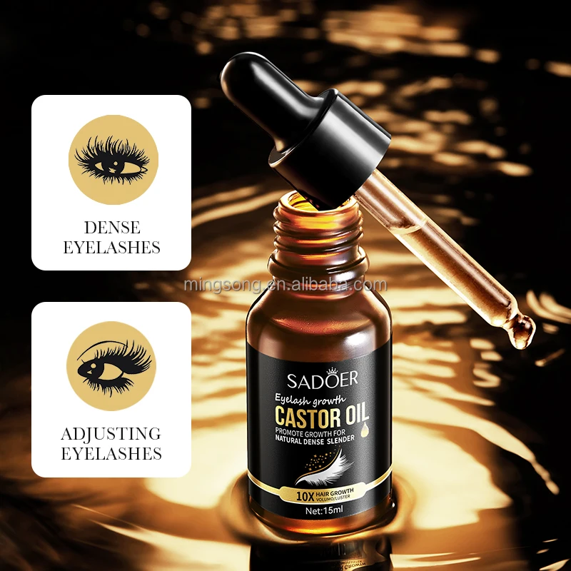 15ML Wholesale Private Label SADOER Fast Effective Eyelash Growth Organic Eyelashes Castor Oil